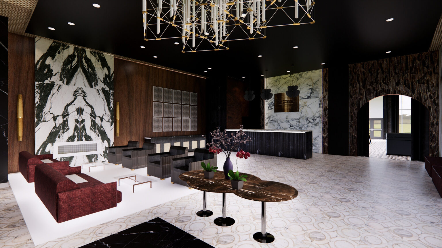 Courtney Austin — rendered lobby from The Corriel boutique hotel